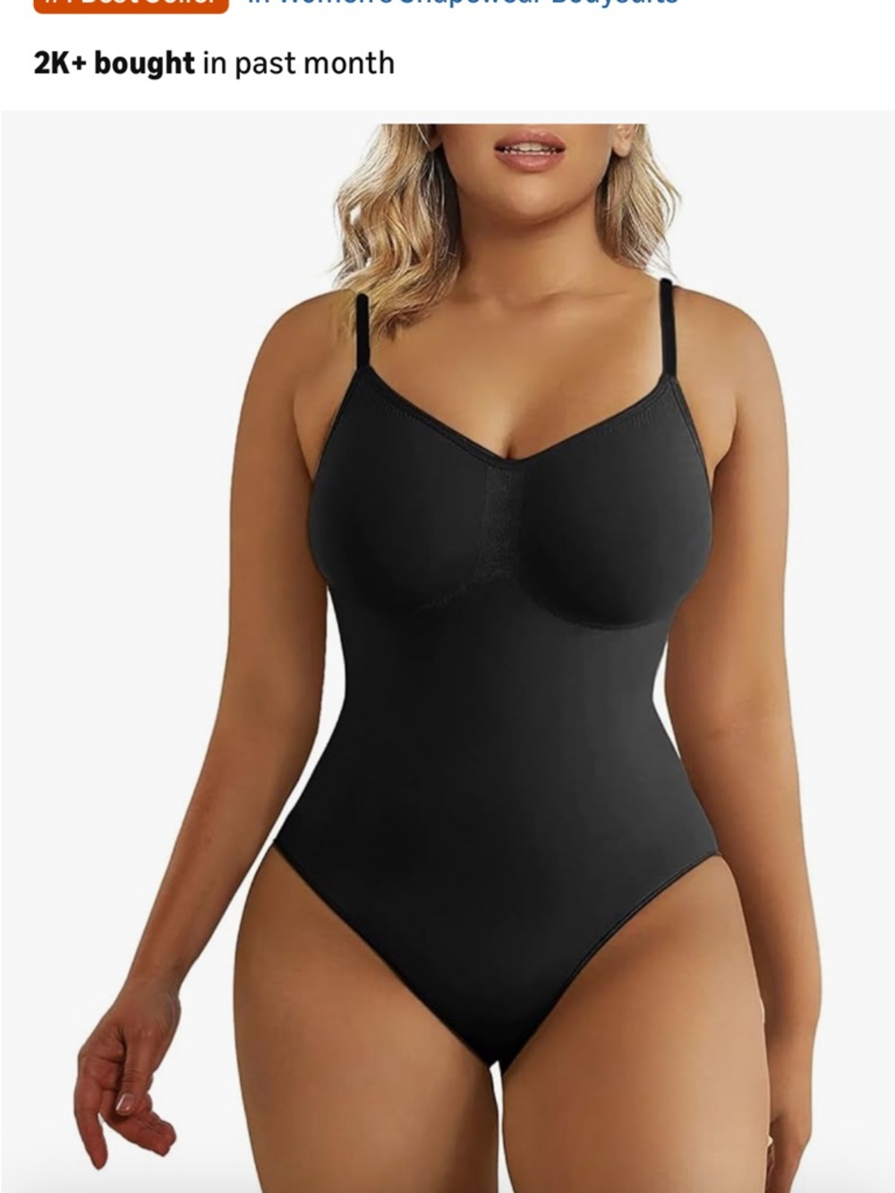 Everyday Black Shaping Bodysuit with Adjustable Straps